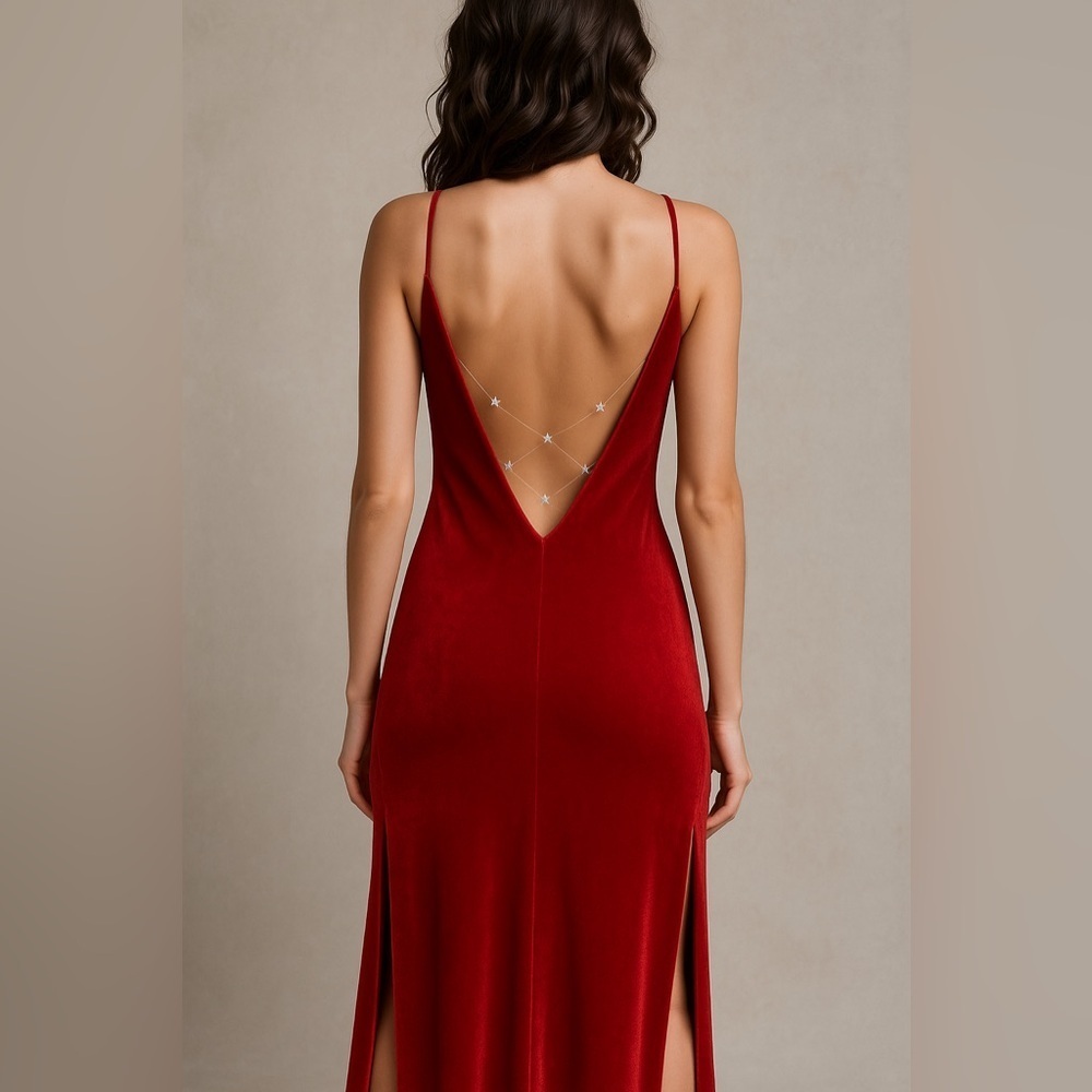 Vintage 90s Y2k Niki Livas Red Velvet Gown NWT - Picture 13 of 13